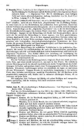 186, E. Stransky. Lehrbuch der allgemeinen und speziellen Psychiatrie. 1914