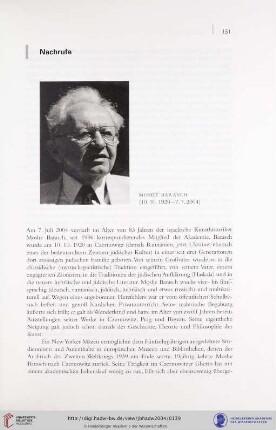 Moshe Barasch (10.10.1920-7.7.2004)