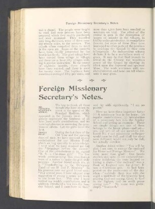 Foreign missionary secretary's notes