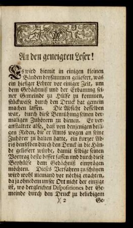 An den geneigten Leser!