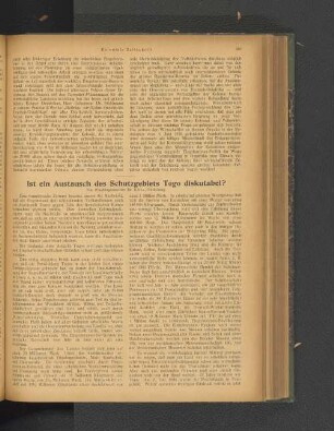 Ist ein Austausch des Schutzgebiets Togo diskutabel?