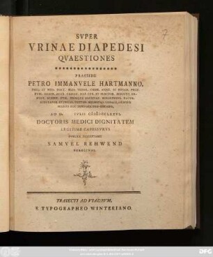 Svper Vrinae Diapedesi Qvaestiones