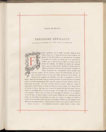 Théodore Géricault. Né a Rouen le 26 septembre 1791. - Mort a Paris le 18 janvier 1824