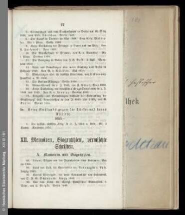 Memoiren, Biographie, vermischte Schriften