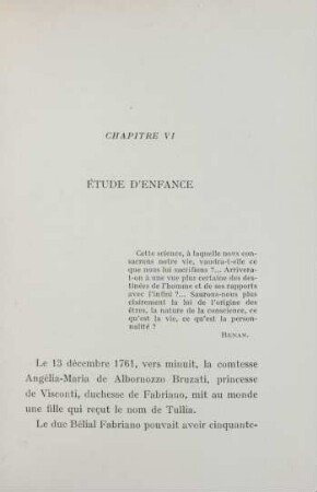 Chapitre VI. Étude d'enfance