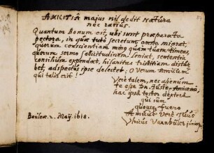 Varnbüler, Ulrich. Basel, 2.5.1618.