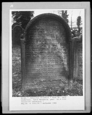 Grabstein von Jakob Mannheim (gestorben 1720.04.24)