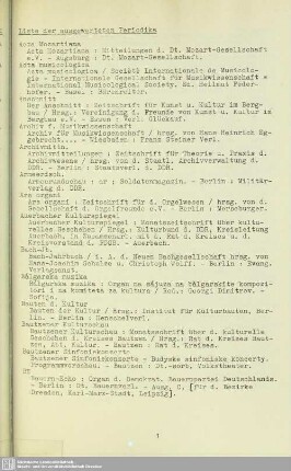Liste der ausgewerteten Periodika