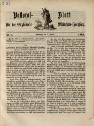Pastoral-Blatt für die Erzdiöcese München-Freising. 9, 9. 1868