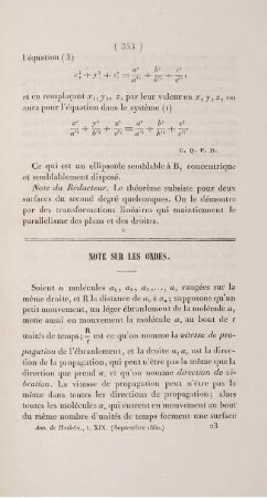 Note sur les ondes.