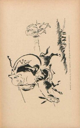 Hotei en voyage, par Tanyu. - (D'après une ancienne gravure)