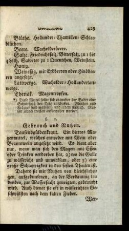 §. 1. Gebrauch und Nutzen
