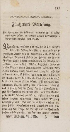 Fünfzehnte Vorlesung