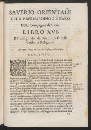 Libro XVI. De' castighi dati da Dio in difesa della Cristiana Religione