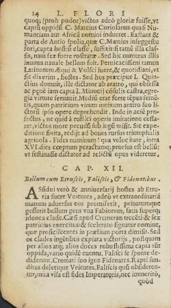Cap. XII. Bellum cum Etruscis, Faliscis, & Fidenatibus