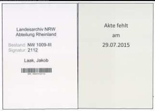 Entnazifizierung Jakob Van Laak , geb. 27.03.1883 (Landwirt)