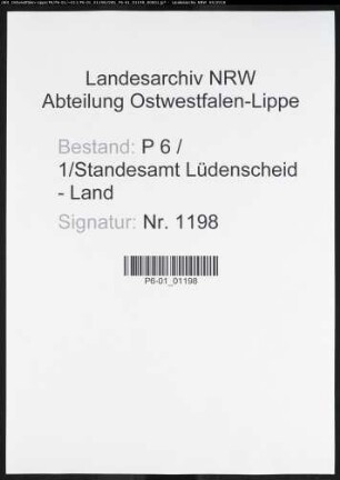 Sterberegister Standesamt Lüdenscheid-Land