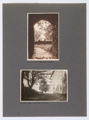 Referenzmappe 3/17 des Fotografen Walter Möbius : Mappenblatt 2 mit zwei Fotografien (Ruine und Schloss Frauenstein)