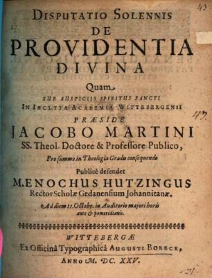 Disp. sol. de providentia divina