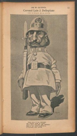 Coronel Luis J. Dellepiane, jefe de Policía de la Capital - [Caricatura] : De mi Guignol