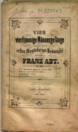 Vier vierstimmige Männergesänge : op. 323, 3. Sängers Gruft