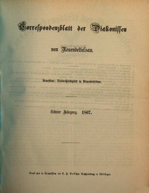 Korrespondenzblatt der Diakonissen von Neuendettelsau. 10. 1867