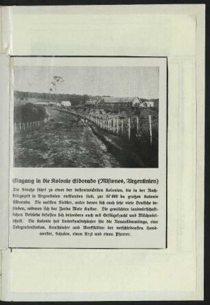Eingang in die Kolonie Eldorado (Misiones, Argentinien) [nachträgl. eingefügt]