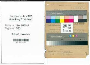Entnazifizierung Heinrich Althoff , geb. 06.03.1901 (Betriebswerker)