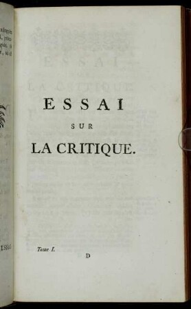 Essai Sur La Critique