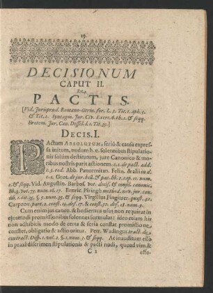 Decisionum Caput II. De Pactis.
