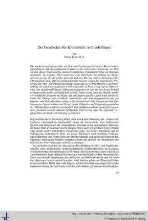 Die Geschichte des Klosterhofs zu Gundelfingen.