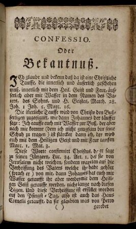 Confessio. Oder Bekantnuß.