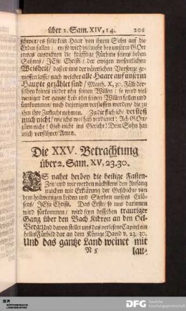 Die XXV. Betrachtung über 2. Sam. XV, 23. 30.