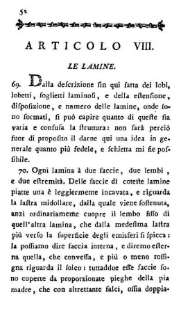 Articolo VIII. Le Lamine.
