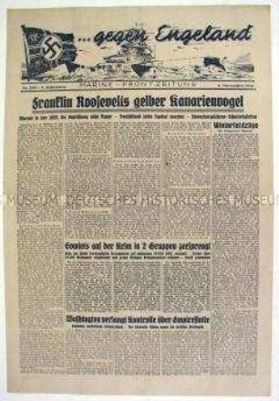 Kriegszeitung der Marine "... gegen Engeland" u.a. zur Rüstungsproduktion in den USA