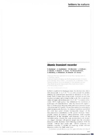 Atomic transient recorder