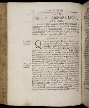 Tit. VIII. Quibus Alienare Licet, Vel Non. - Tit. XII. Quibus Non Est Permissum Facere Testamentum.