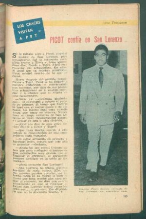 Picot confía en San Lorenzo : Los cracks visitan a PBT