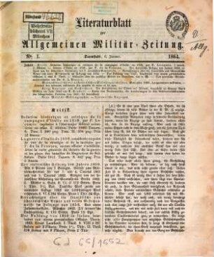 Allgemeine Militär-Zeitung. Literaturblatt zur Allgemeinen Militärzeitung. 1864