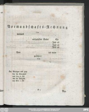 Vormundschafts-Rechnung
