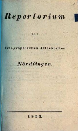 Repertorium des topographischen Atlasblattes Nördlingen