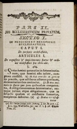 Sectio I. De Personis et Beneficiis Ecclesiasticis.