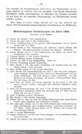 Meteorolgische Erscheinungen im Jahre 1868