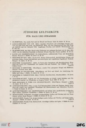 Jüdische Kultgeräte (Nr. 1-166)