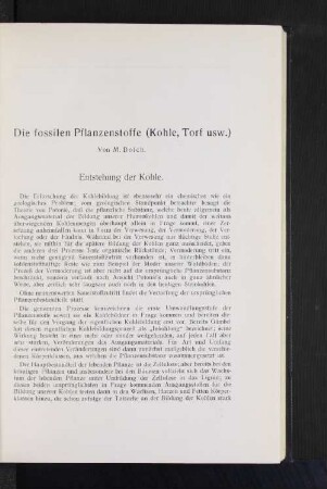 Die fossilen Pflanzenstoffe (Kohle, Torf usw.) Von M. Dolch.