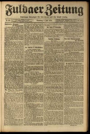 Erste Ausgabe vom Dienstag, den 05. Juli 1921.
