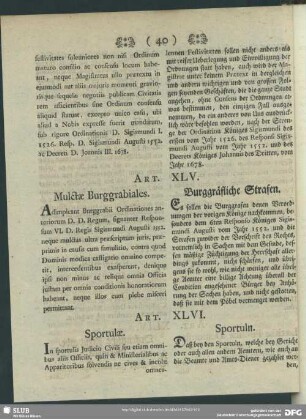 Art. XLV. Mulctae Burggrabiales