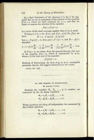 On the theory of elimination.