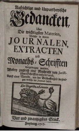 Vier und zwantzigstes Stück.