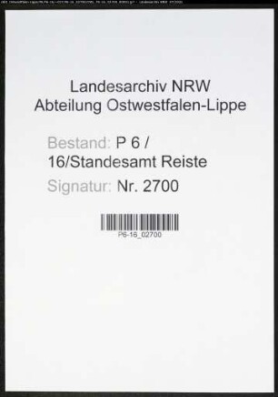 Heiratsregister Standesamt Reiste